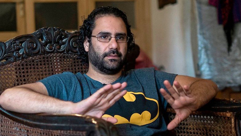File photo from 17 May 2019 showing Alaa Abdel Fattah at his home in Cairo, Egypt