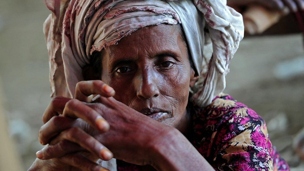 Rohingya woman looking at camera