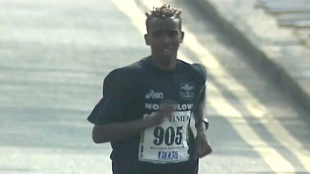 Mo Farah in the 1999 Mini London Marathon