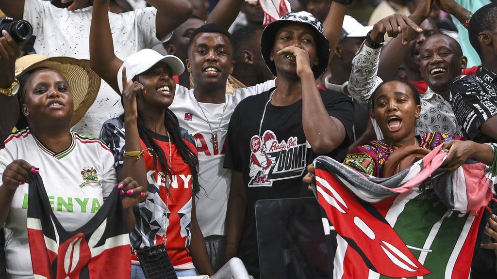 Kenyan football fans during a friendly against Qatar