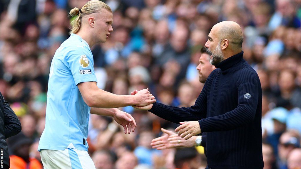 Erling Haaland and Pep Guardiola