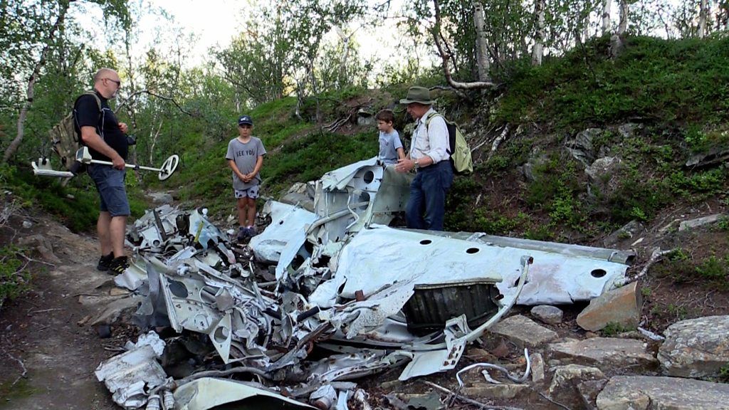 Plane wreckage on mountain