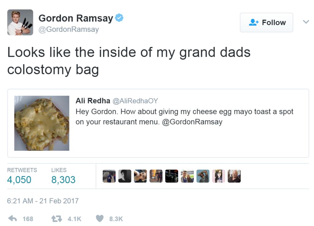 Screengrab of tweet by Gordon Ramsay