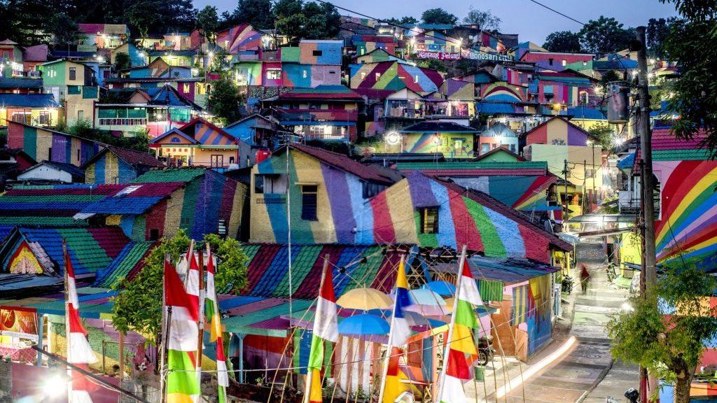 "the rainbow village" in Semarang, central Java, attracts hordes of visitors.