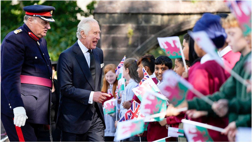 In Cardiff, King Charles greeted members of the public after attending a service at Llandaff Cathedral in memory of his mother