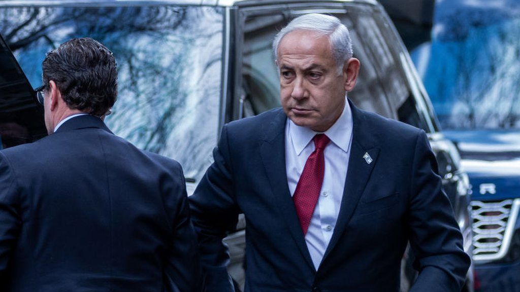 Benjamin Netanyahu, Prime Minister of Israel, arrives to meet Rishi Sunak, Prime Minister of the United Kingdom, for talks at 10 Downing Street on 24 March 2023