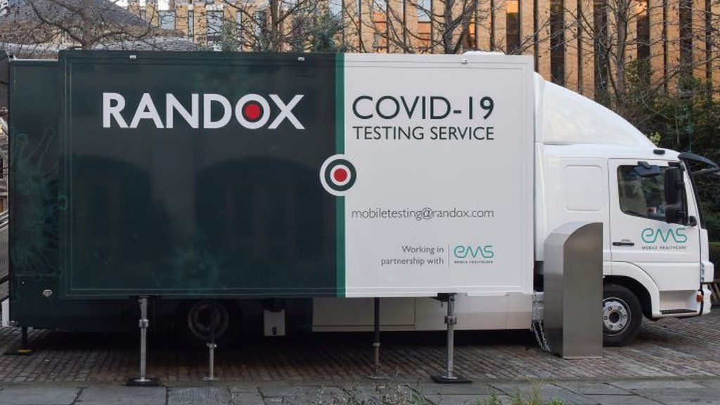 A Randox mobile Covid Testing Laboratory vehicle in London