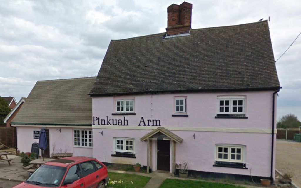 Exterior of pink pub called the Pinkhuah Arms.