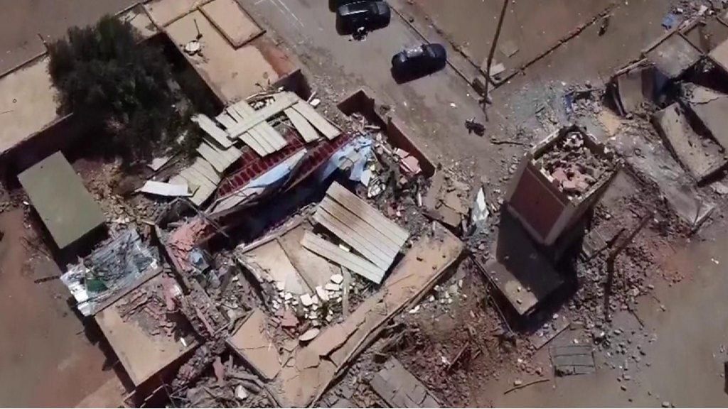 Morocco - earthquake destruction seen from above