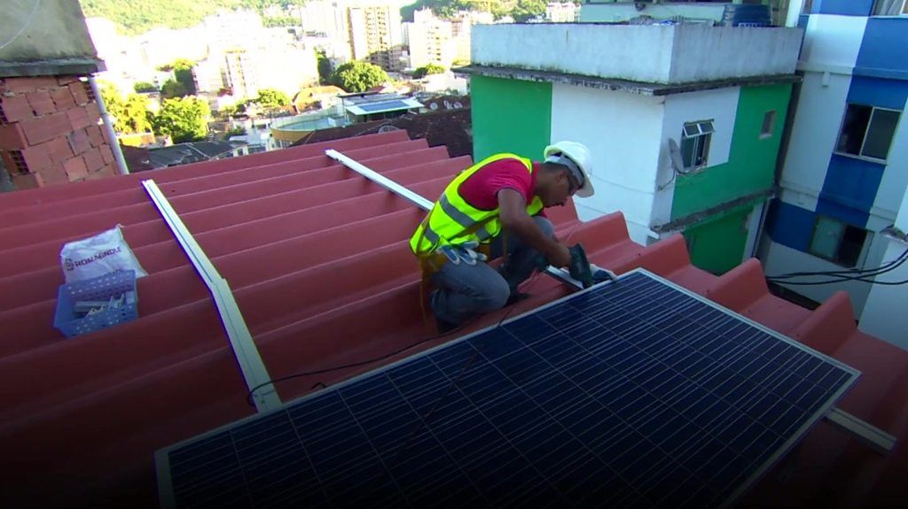 Solar energy start-up Insolar has installed solar panels on key buildings in the Santa Marta favela