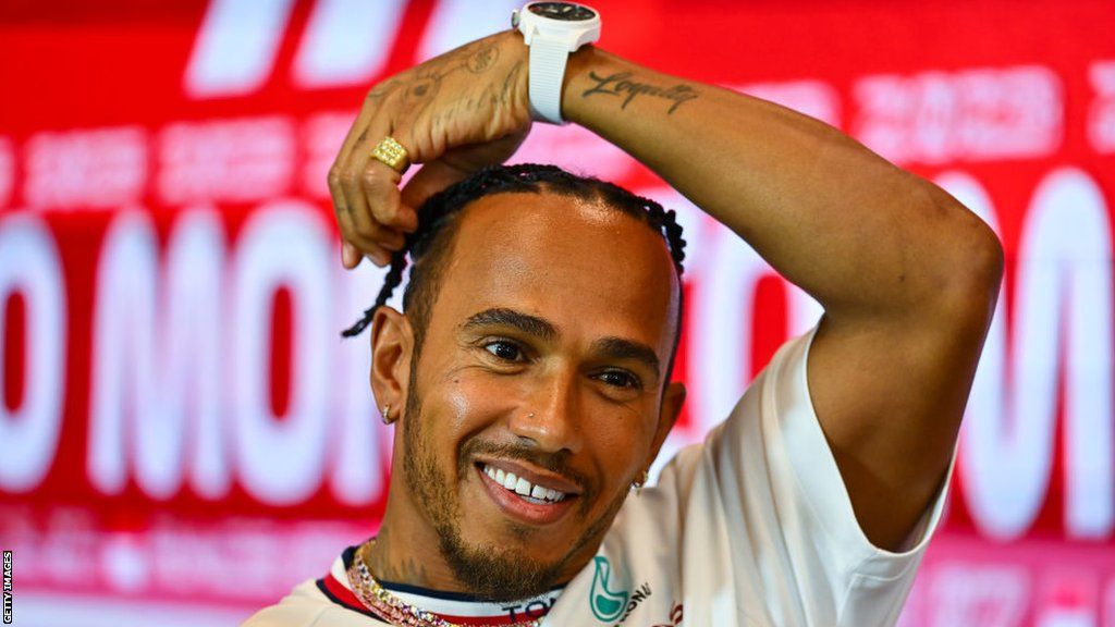 Lewis Hamilton sits in the drivers news conference in Monaco
