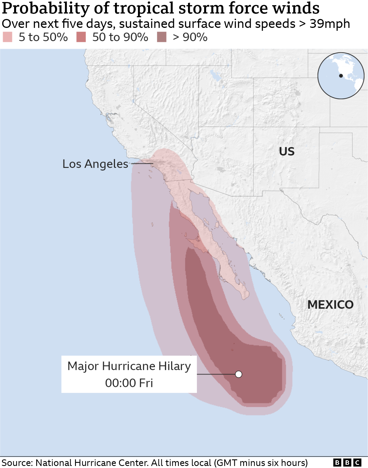 Hurricane Hilary predicted to hit Baja California on Saturday before reaching the south-west US