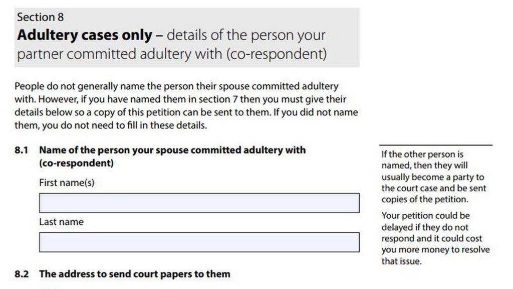 New Divorce Form 'Invites Name And Shame' Of Adulterers - Bbc News