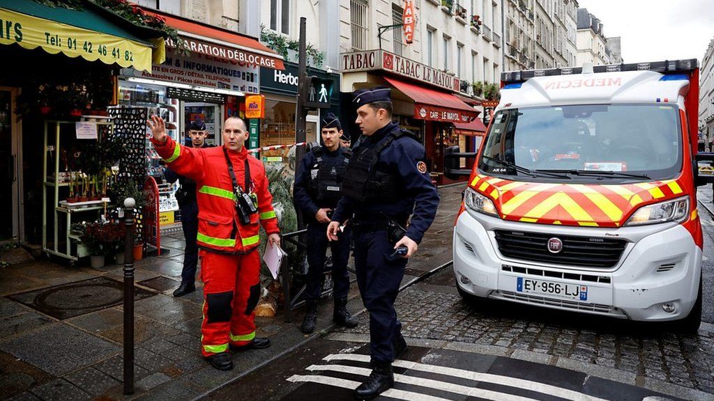 Emergency services at the scene of a shooting in Paris