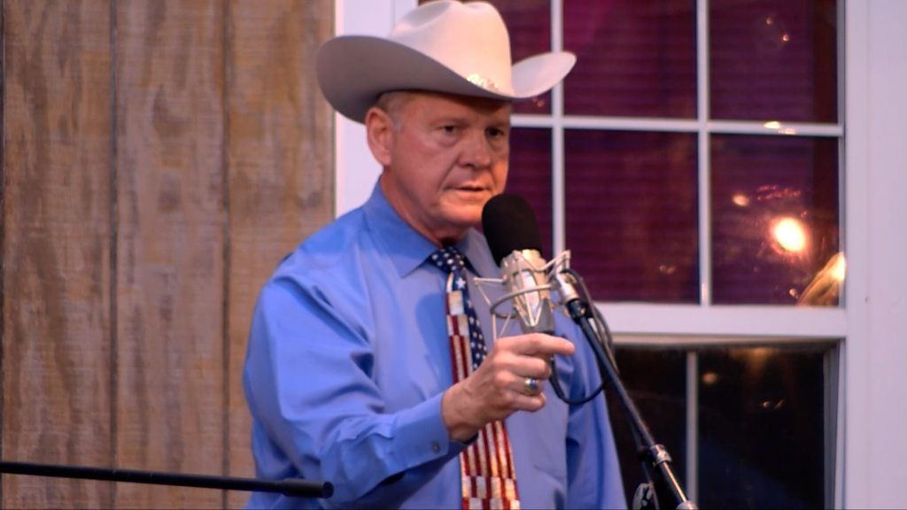Roy Moore speaking to voters in Alabama