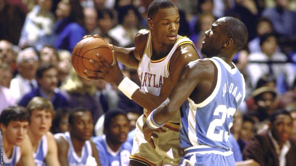Len Bias and Michael Jordan playing for University of Maryland and University of North Carolina respectively