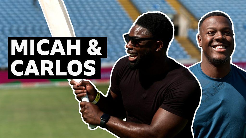 The Hundred: Power batter Carlos Brathwaite teaches Micah Richards how to hit a six