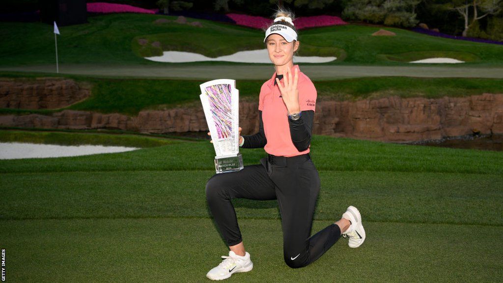 Nelly Korda celebrates her win at the T-Mobile Match Play in Las Vegas