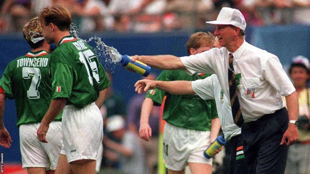 In the USA 1994 World Cup, Republic of Ireland manager Jack Charlton famously criticised Fifa's policy on not allowing drinks bottles on the pitch