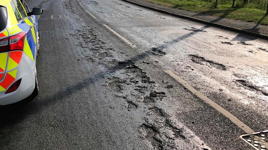A road melted by the sun in Cambridgeshire