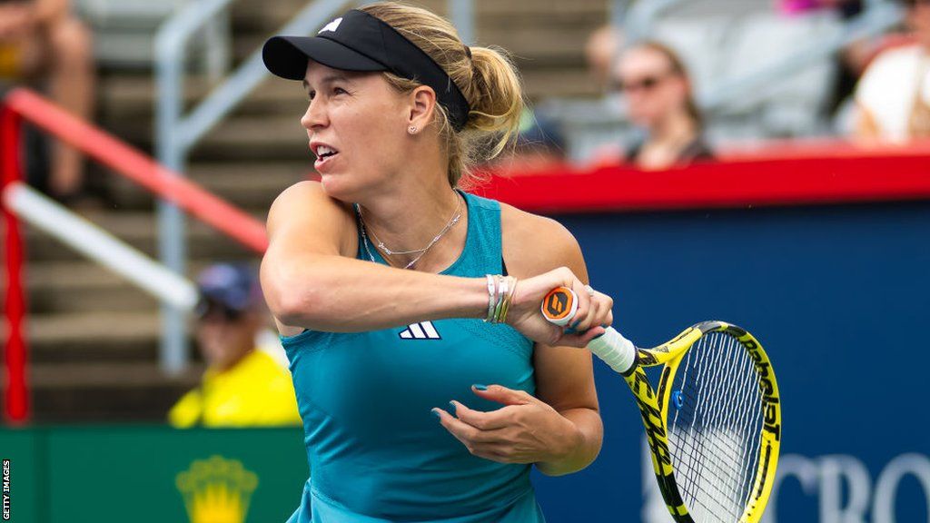 Caroline Wozniacki on court at the Canadian Open