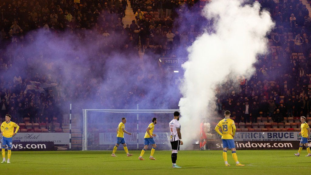 Flares during Dunfermline Athletic v Raith Rovers