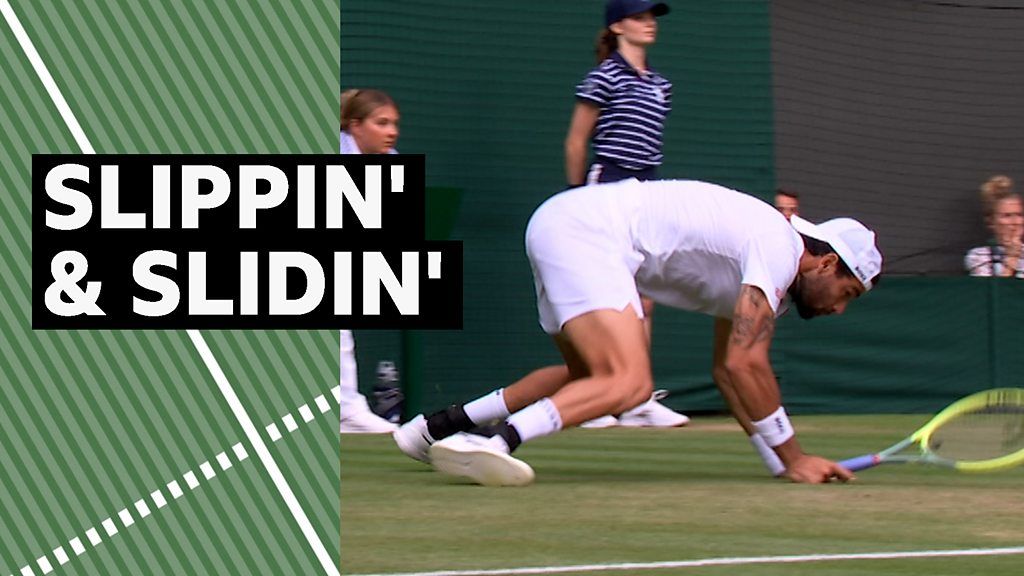 Watch: Berrettini recovers from slip to win point