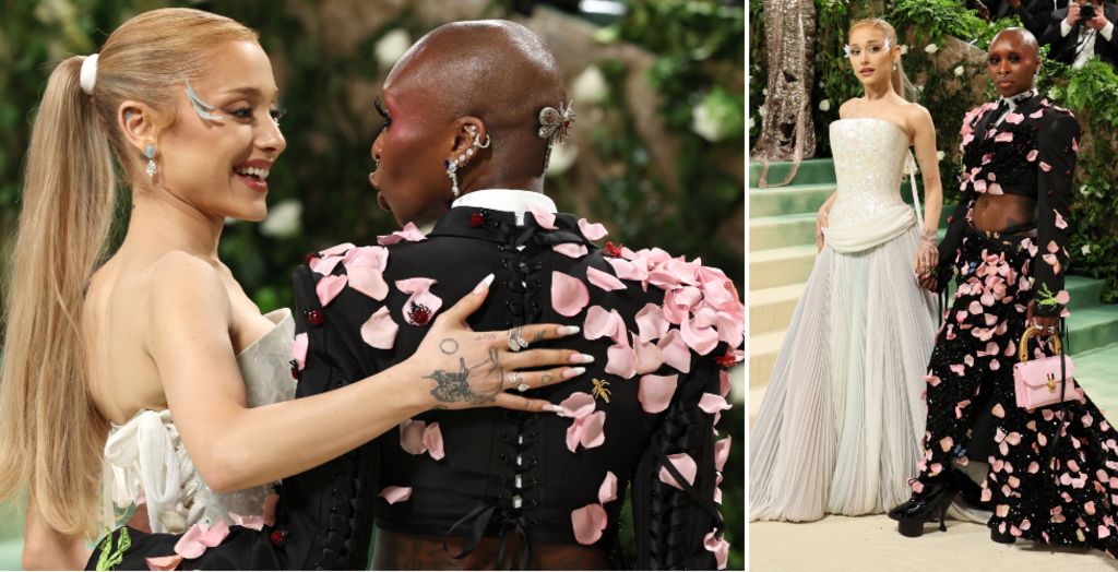 Ariana Grande and Cynthia Erivo attend The 2024 Met Gala Celebrating "Sleeping Beauties: Reawakening Fashion" at The Metropolitan Museum of Art on May 06, 2024 in New York City