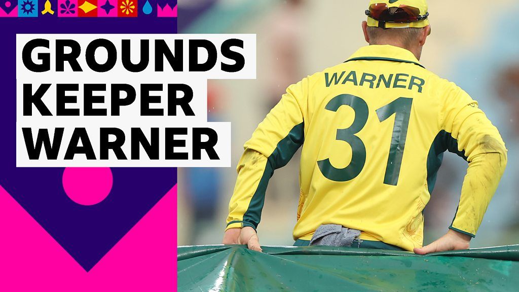 Cricket World Cup: Australia's David Warner helps pull out covers as rain stops play