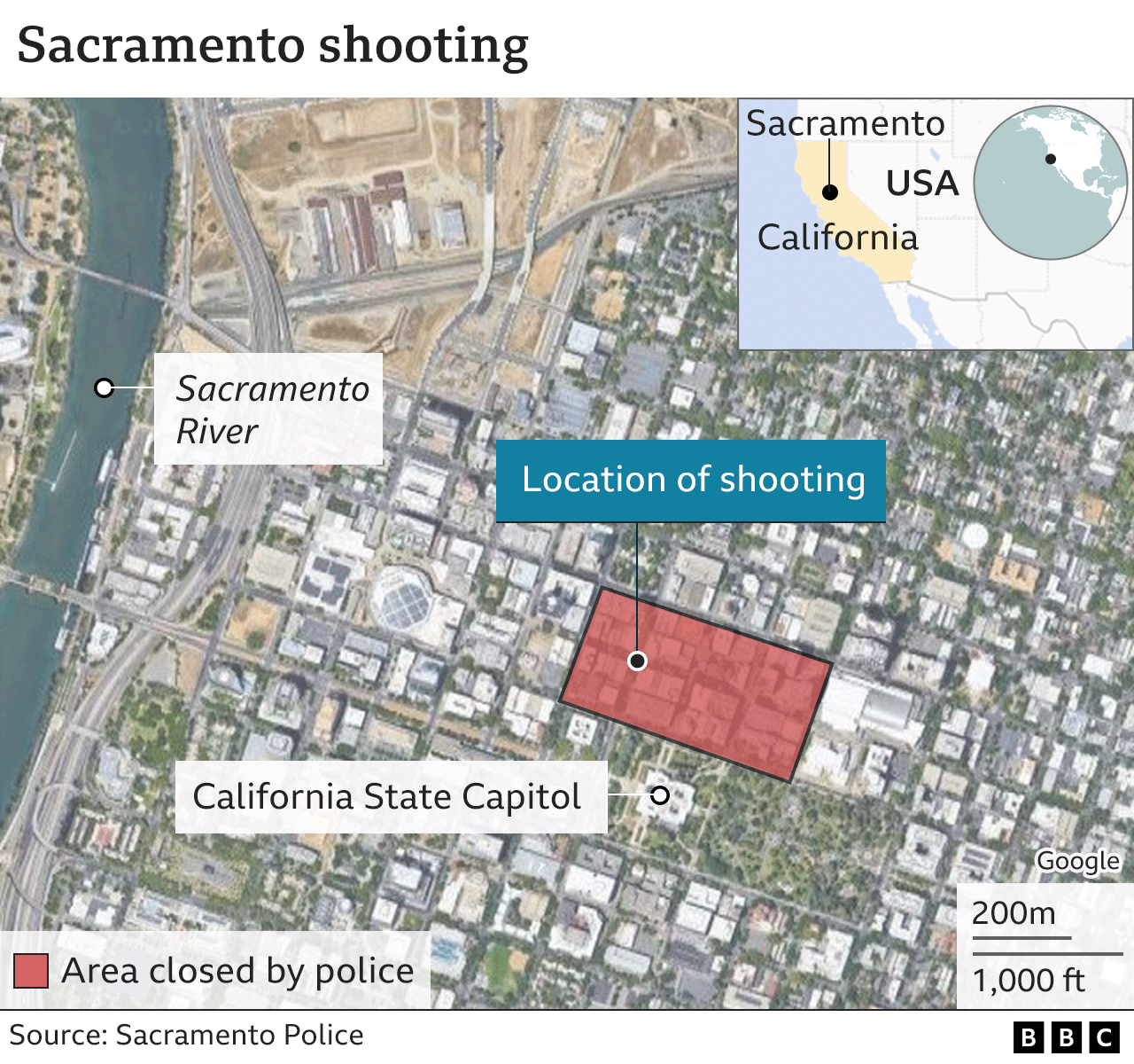Map of where the shooting happened