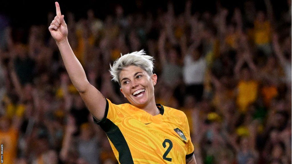 Australia's Michelle Heyman celebrates scoring