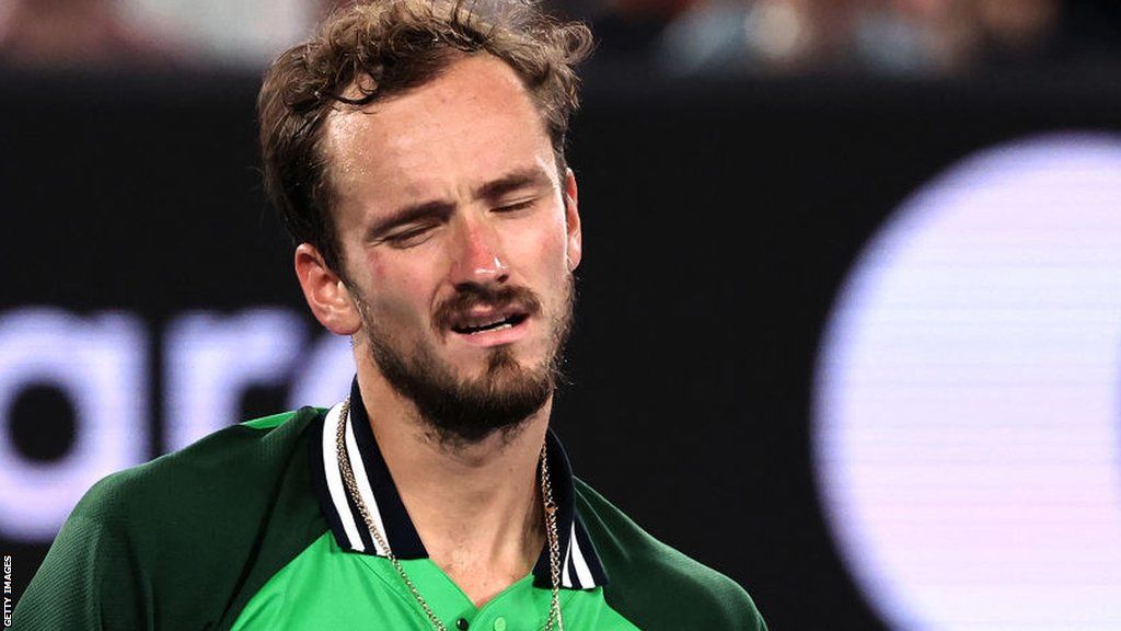 Daniil Medvedev reacts in Australian Open final