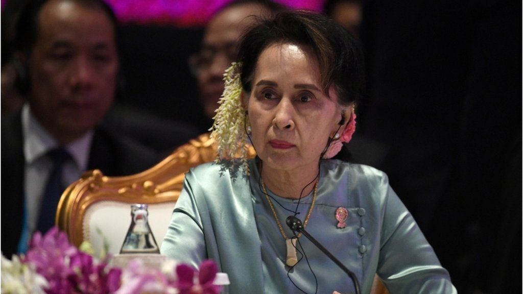 State Counsellor of Myanmar Aung San Suu Kyi attends the 22nd ASEAN Plus Three Summit in Bangkok, Thailand, 4 November 2019.