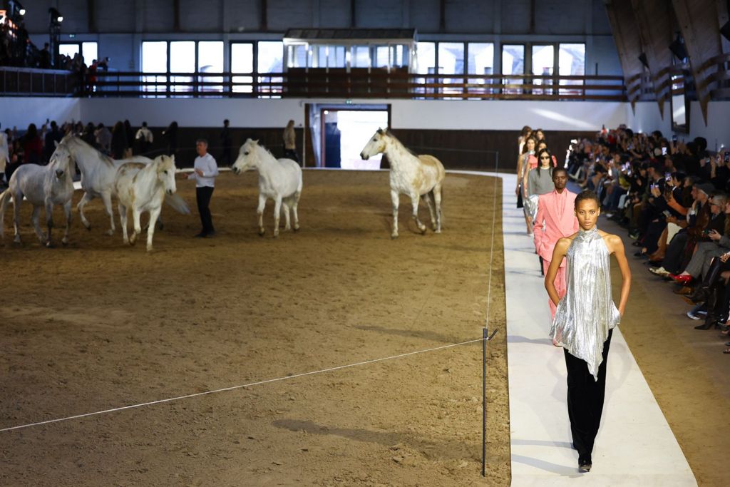 Models walk the runway during the Stella McCartney Womenswear Fall/Winter 2026-2027 show as part of Paris Fashion Week on March 04, 2026 in Paris, France. 