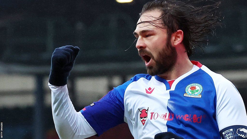 Bradley Dack punches the air in delight after scoring for Blackburn Rovers