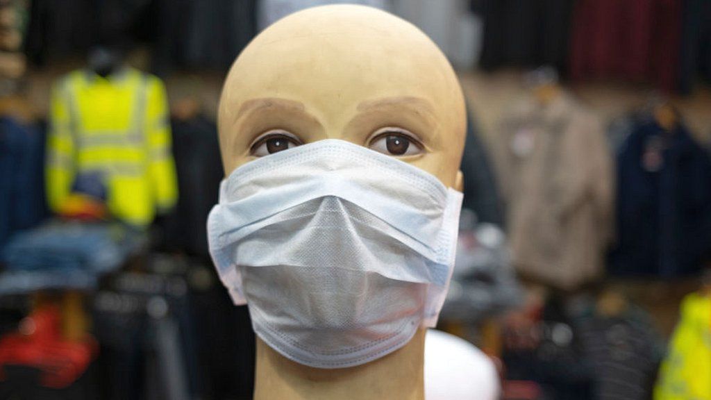 Mask on mannequin in Birmingham shop