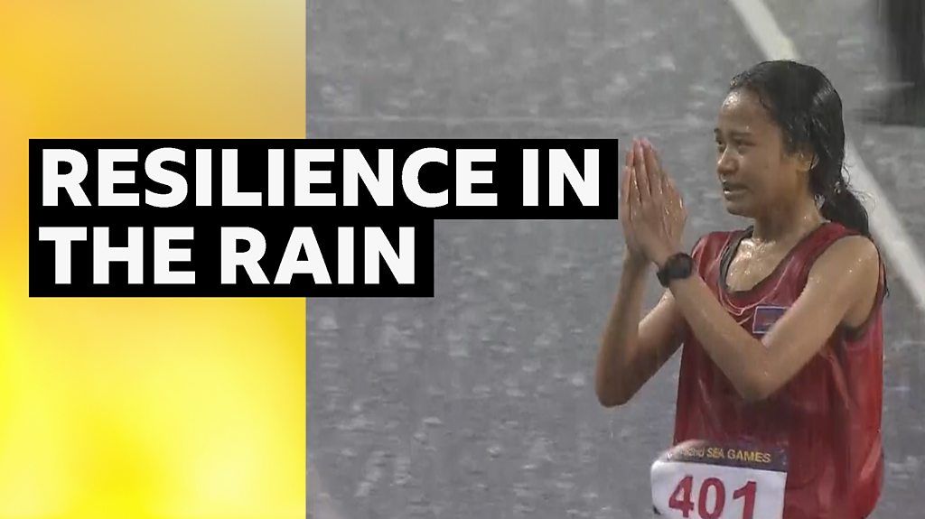 Samnang finishes 5,000m in torrential rain – six minutes after winner
