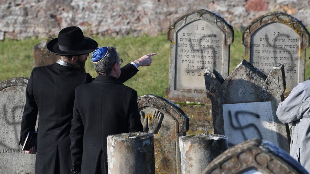 Vandalised gravestones in Jewish cemetery in France (file photo)