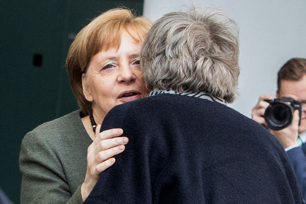 German Chancellor Angela Merkel meets May in Berlin to discuss Brexit, ahead of a summit of European Union leaders in Brussels