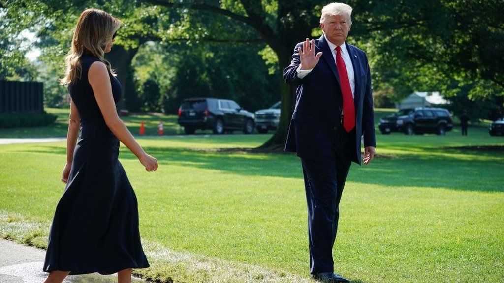 Melania and President Trump outside the White House
