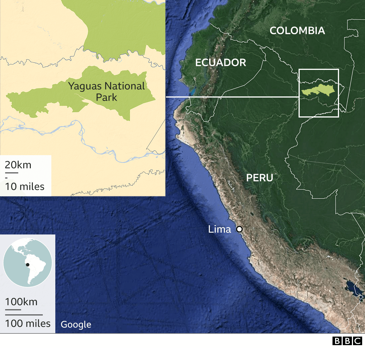 Карта расположения национального парка Ягуас