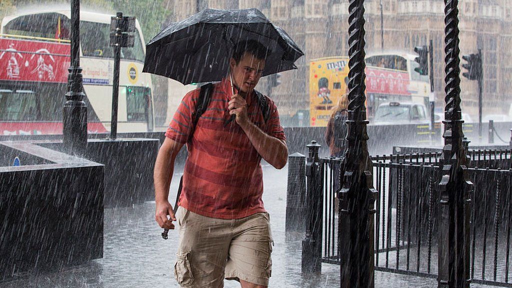 Man with umbrella in the rain