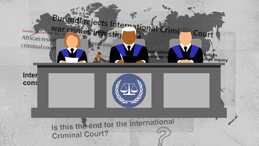 Icon of a three-judge bench against the backdrop of a world map and newspaper headlines