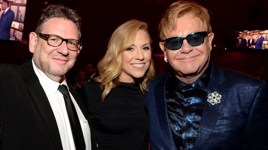 Sir Lucian Grainge (left) with Sheryl Crow and Elton John