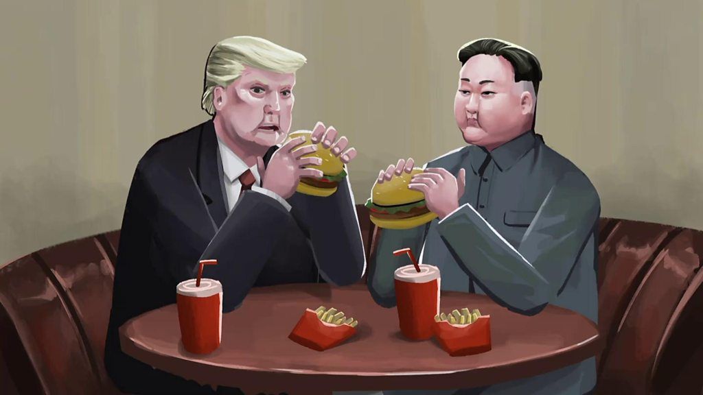 Animation still of Trump and Kim