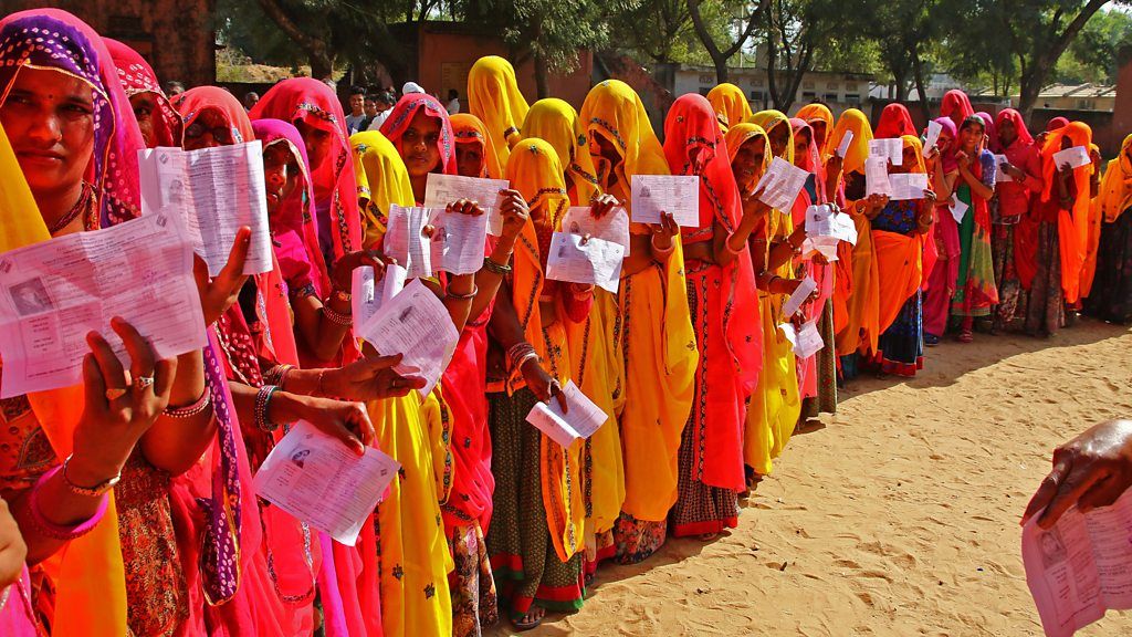 Women queue up to cast their ballot in India