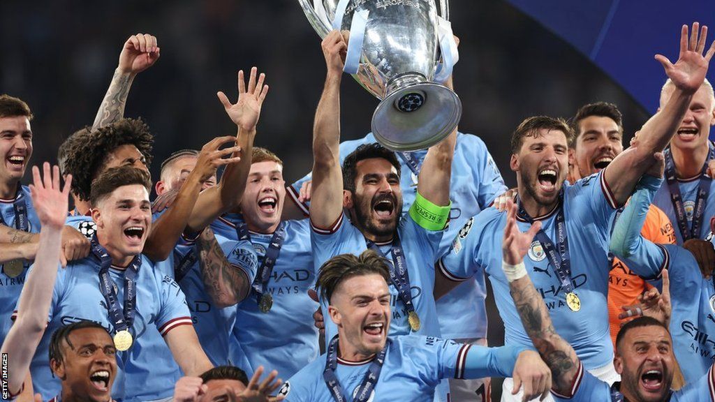 Manchester City lift Champions League trophy