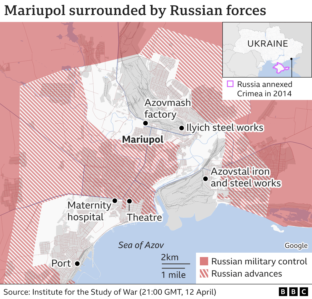 BBC map showing control of Mariupol
