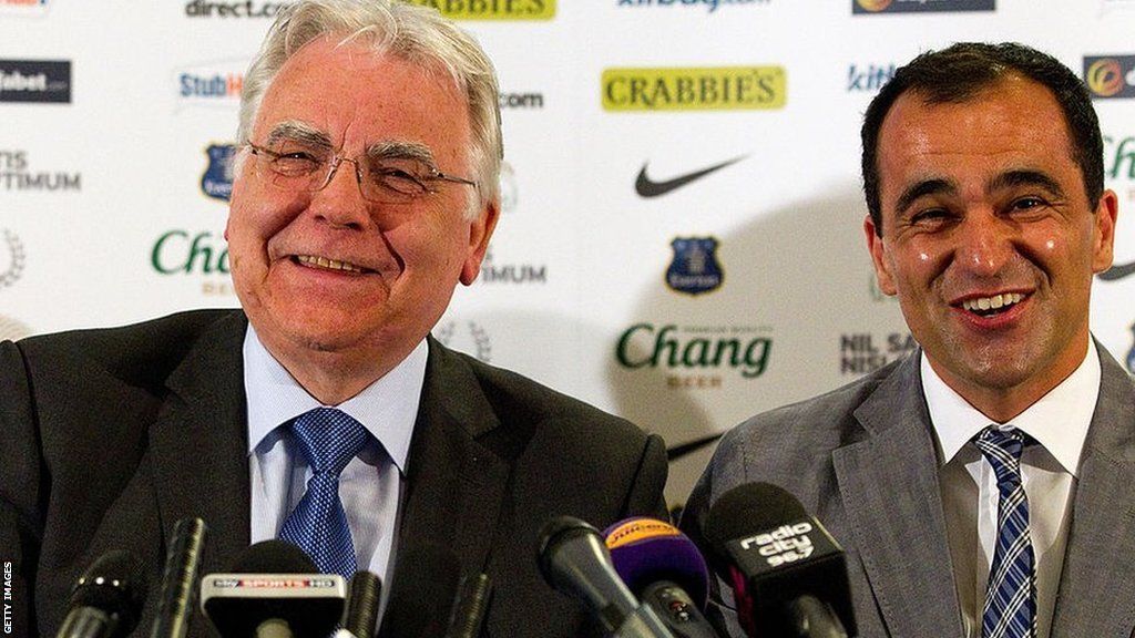 Roberto Martinez and Everton Chairman Bill Kenwright