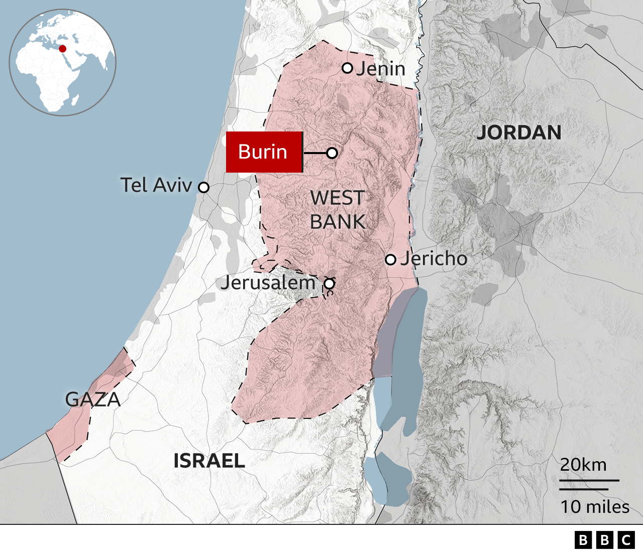 BBC map showing location of Burin in the West Bank